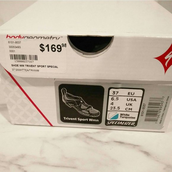 NWB Specialized Trivent Triathlon Cycling Shoes White Aqua 6.5 - Picture 11 of 14